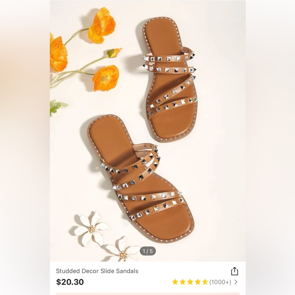 Brown studded sandals